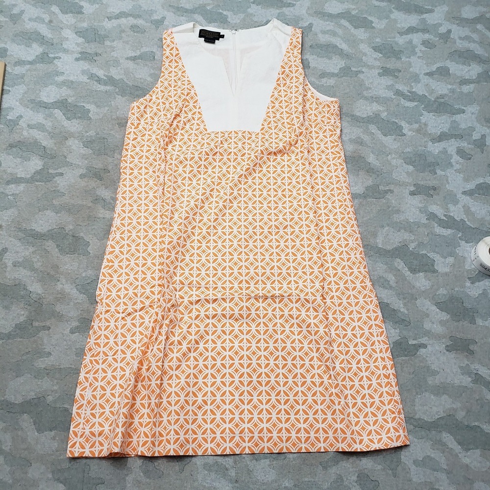 Pendleton Dress Womens 8 Orange V-Neck‎ Sleeveless Geometric Western Rodeo